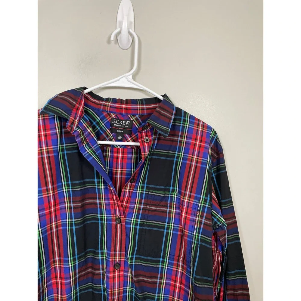J.Crew Garcon Classic Shirt in Stewart Tartan‎ Cotton Poplin Size 10